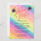 Custom Rainbow Floral Small Business Client Dankeskarte (Vorderseite)