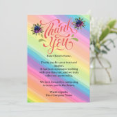 Custom Rainbow Floral Small Business Client Dankeskarte (Stehend Vorderseite)
