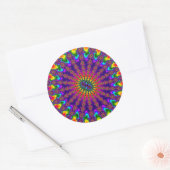 Custom Rainbow Fraktal Burst Large Round Stickers (Umschlag)