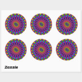 Custom Rainbow Fraktal Burst Large Round Stickers (Blatt)