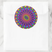 Custom Rainbow Fraktal Burst Large Round Stickers (Tasche)