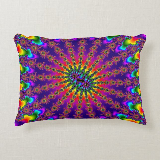 Custom Rainbow Fraktal Burst Pillow Zierkissen (Vorderseite)