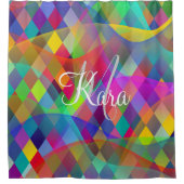 Custom Rainbow Harlequin mit farbigem Rauch Duschvorhang (Vorderseite)