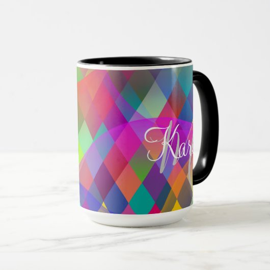 Custom Rainbow Harlequin mit farbigem Rauch Tasse (VorderseiteRechts)