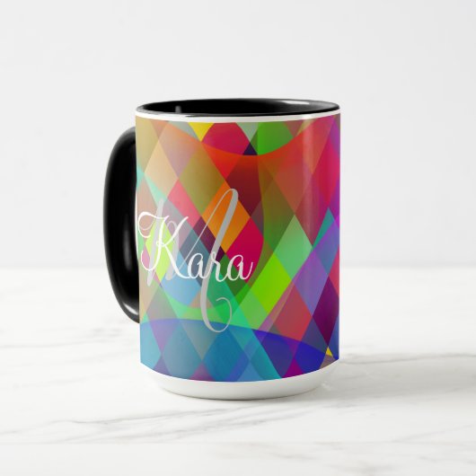 Custom Rainbow Harlequin mit farbigem Rauch Tasse (Vorderseite Links)