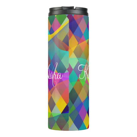 Custom Rainbow Harlequin mit farbigem Rauch Thermosbecher (Rückseite)