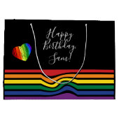 Custom Rainbow Pride Heart Geschenktasche Große Geschenktüte (Rückseite)