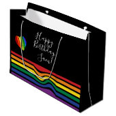 Custom Rainbow Pride Heart Geschenktasche Große Geschenktüte (Vorderseite Schrägansicht)