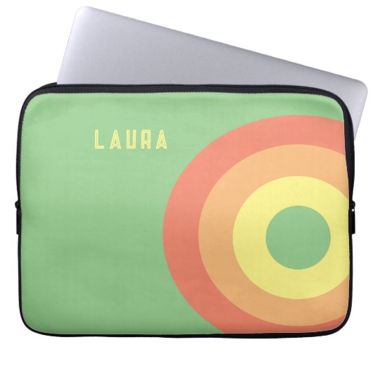 Custom Rainbow Target Laptop Bag - grün, peach Laptopschutzhülle (Vorderseite)
