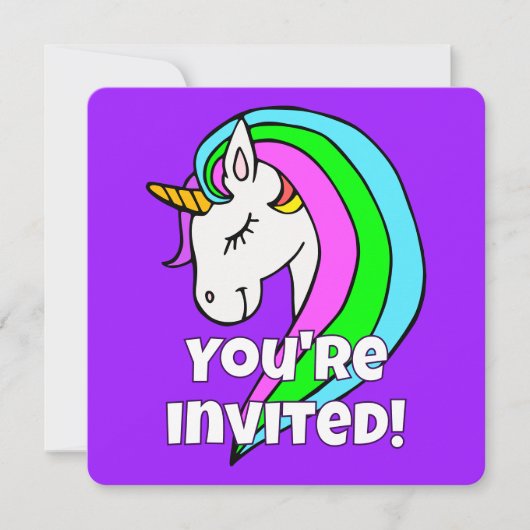 Custom Rainbow Unicorn Einladung (Vorderseite)