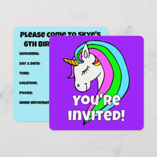 Custom Rainbow Unicorn Einladung
