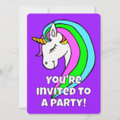 Custom Rainbow Unicorn Einladung (Vorderseite)