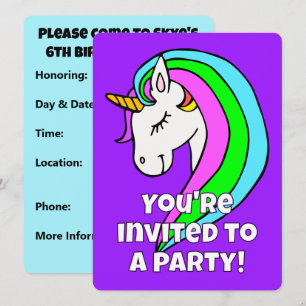 Custom Rainbow Unicorn Einladung