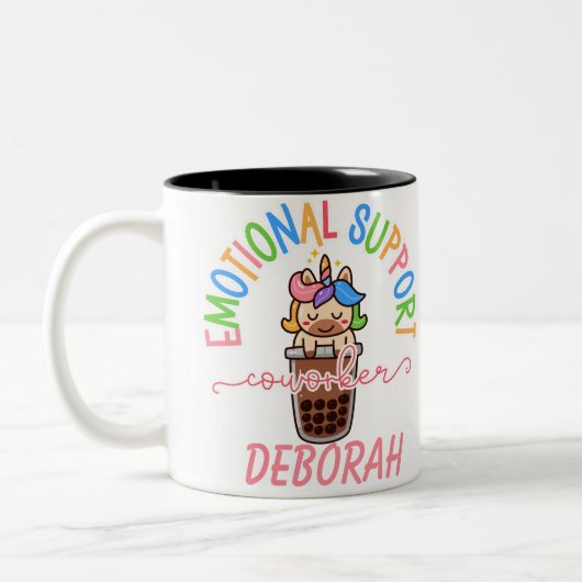 Custom Rainbow Unicorn Work Bestie Coffee Gift Zweifarbige Tasse (Links)