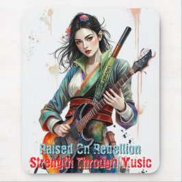Custom Rainbow Warrior Girl Guitarist Art Inspirie Mousepad