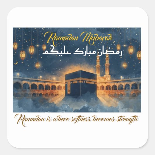 Custom Ramadan Mubarak Card – Personalized Arabic Quadratischer Aufkleber (Vorderseite)