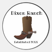 Custom Ranch etablierte Cowboy Boot Runder Aufkleber (Vorderseite)