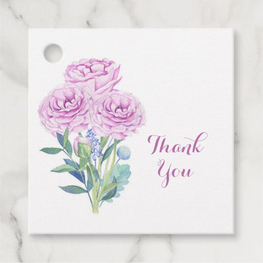 Custom Ranunculus & Anemones Bridal Vielen Dank Geschenkanhänger (Vorderseite)