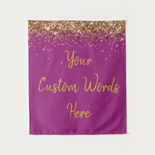 Custom Raspberry & Gold Birthday Party Photo Booth Wandteppich (Vorderseite)