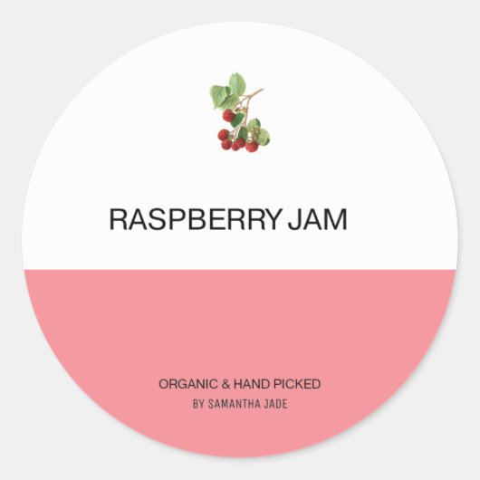 Custom Raspberry Jam & Preserve Jar Labels Runder Aufkleber (Vorderseite)