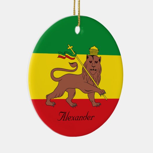 Custom Rastafarian Flag Äthiopia Löwe von Judah Keramik Ornament (Rechts)