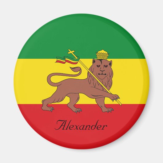 Custom Rastafarian Flag Äthiopia Löwe von Judah Magnet (Vorne)