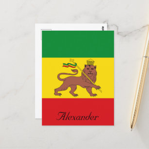 Custom Rastafarian Flag Äthiopia Löwe von Judah Postkarte