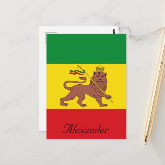 Custom Rastafarian Flag Äthiopia Löwe von Judah Postkarte (Vorderseite/Rückseite Beispiel)