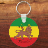 Custom Rastafarian Flag Äthiopia Löwe von Judah Schlüsselanhänger (Vorderseite)
