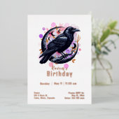 Custom Raven Birthday Folieneinladung (Stehend vorne)