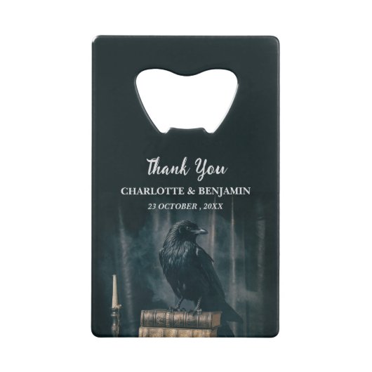 Custom Raven Halloween-Gastgeschenk Hochzeit Geldbeutel Flaschenöffner (Vorderseite)