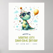 Custom Rawr-some Dinosaur Geburtstag Willkommen Poster (Vorne)