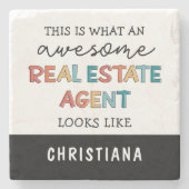 Custom Real Anwesen Agent Funny Phantastisch Realt Steinuntersetzer (Vorderseite)