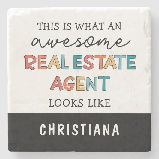 Custom Real Anwesen Agent Funny Phantastisch Realt Steinuntersetzer (Vorderseite)