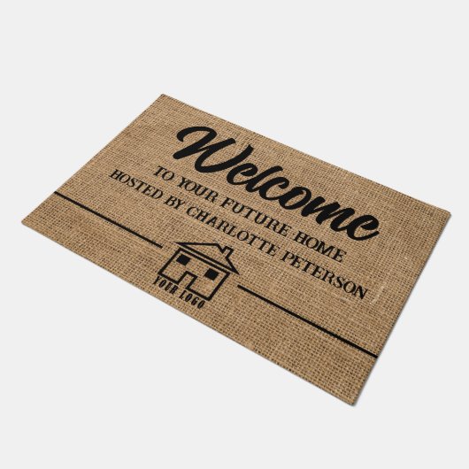 Custom Real Anwesen Agent Realtor Open House Fußmatte (Schrägansicht)