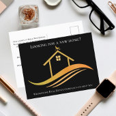 Custom Real Anwesen Company Black Gold Marketing Postkarte