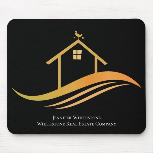 Custom Real Anwesen Company Black Gold Realtor Mousepad (Vorne)
