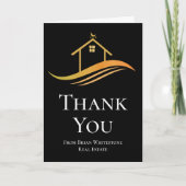 Custom Real Anwesen Company Chic Black Gold Dankeskarte (Vorderseite)