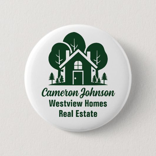 Custom Real Anwesen Company Green Forest House Button (Vorderseite)