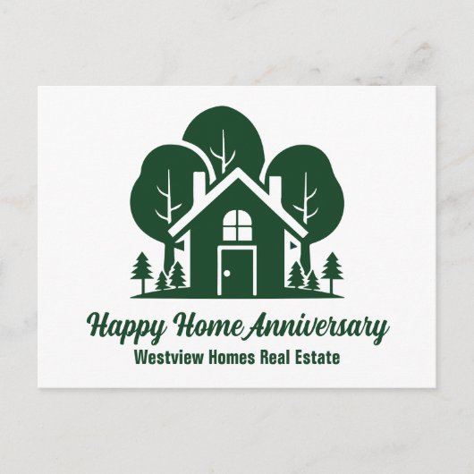 Custom Real Anwesen Company Green Forest House Postkarte (Vorderseite)