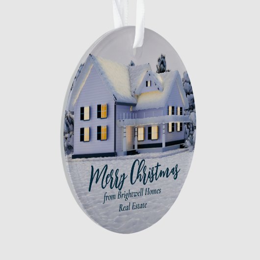 Custom Real Anwesen Company House Frohe Weihnachte Ornament (Vorderseite)
