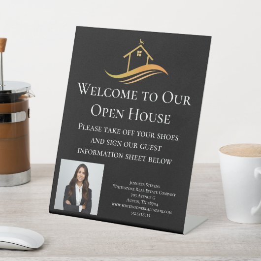 Custom Real Anwesen Company Open House Willkommen Sockelschild (In SItu)