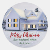 Custom Real Anwesen Company Weihnachts-Winterhaus Runder Aufkleber (Vorderseite)