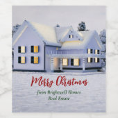 Custom Real Anwesen Company Winter Christmas House Weinetikett (Einzelnes Label)