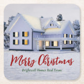 Custom Real Anwesen Company Winterweihnachtsfest P Rechteckiger Pappuntersetzer (Vorderseite)