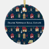 Custom Real Anwesen Houses Blue Holiday Weihnachte Keramik Ornament (Vorne)