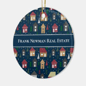 Custom Real Anwesen Houses Blue Holiday Weihnachte Keramik Ornament (Links)