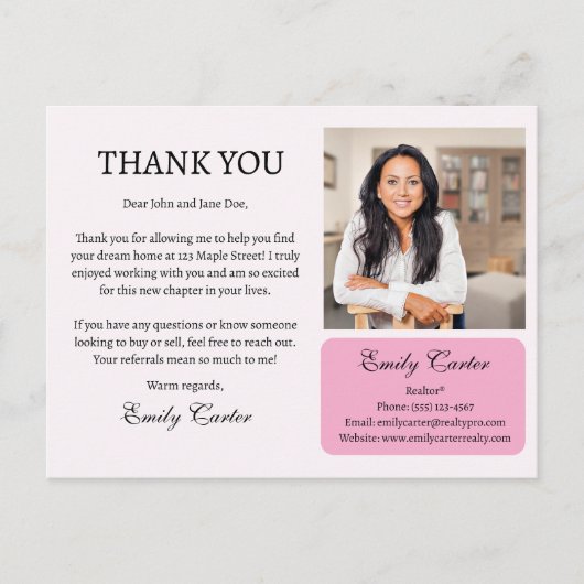 Custom Real Anwesen Vielen Dank Postkarte (Vorderseite)