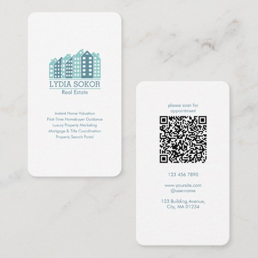 Custom Real Estate Business Card with QR Code Visitenkarte (Vorne/Hinten)