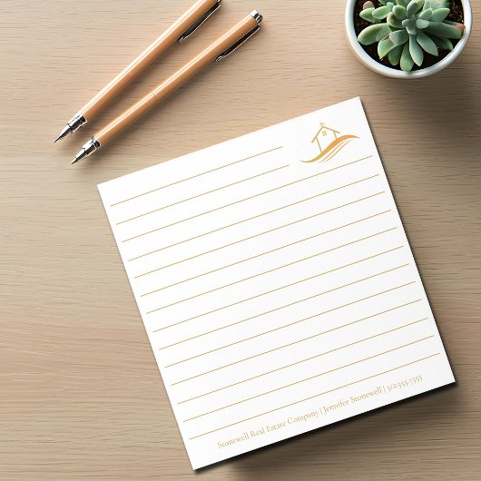 Custom Real Estate Company Gold House Realtor Notizblock